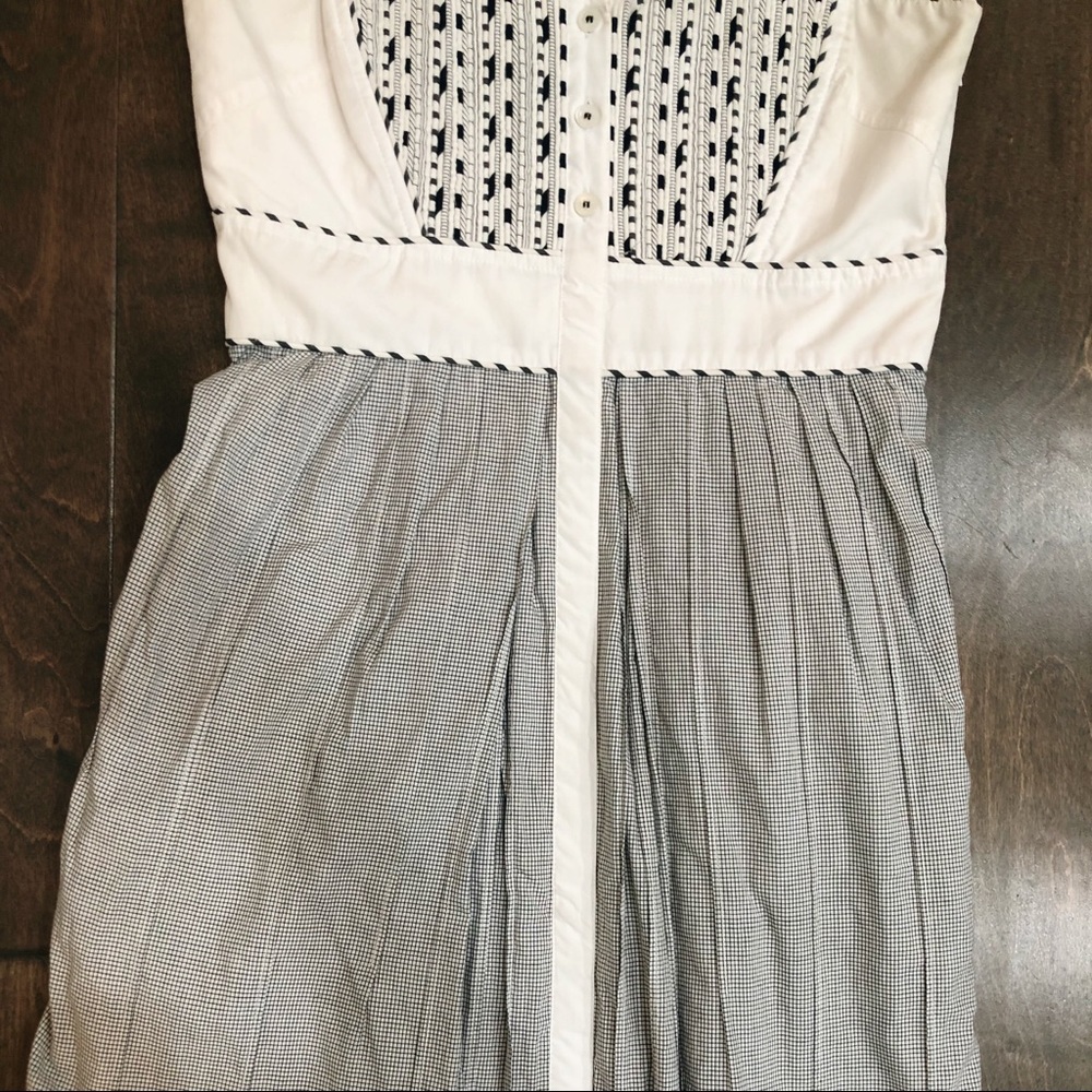 Zac Posen Gingham Plaid Embroidered Cotton Dress SZ 6 - Picture 4 of 16